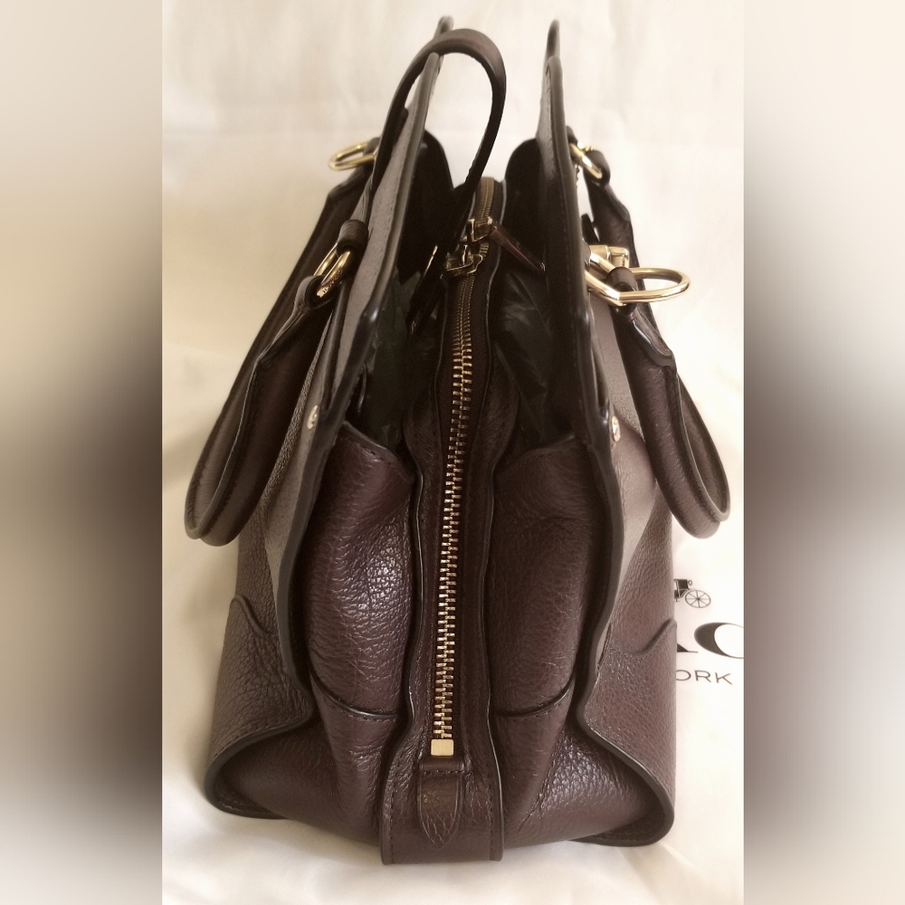 NEW!! COACH "MERCER" BURGUNDY LEATHER DOUBLE HANDLE SATCHEL BAG / PURSE - NWOT - Picture 8 of 13